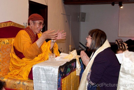 Karma Thinley Rinpoche Talking With His Devotee