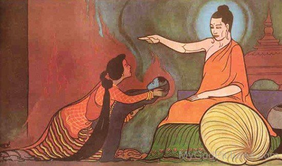 Kisa Gotami Showing Her Child To Buddha