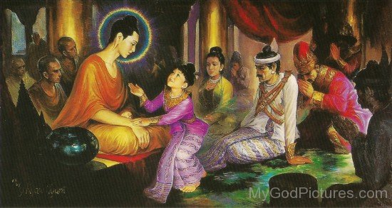 Prince Rahula With Gautama Buddha