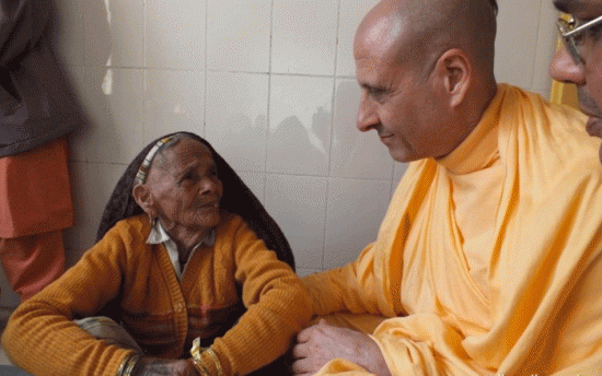 Radhanath Swami Talking With Old Lady