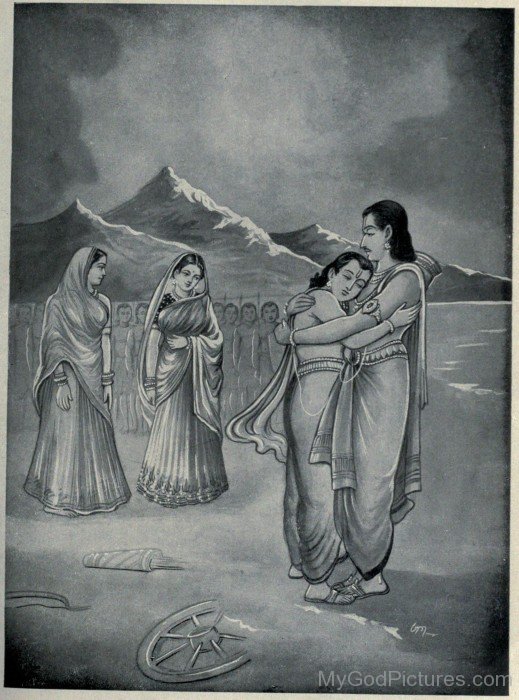 Arjuna Hugs Babruvahana