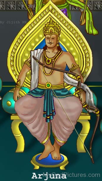 Arjuna Sitting On Throne