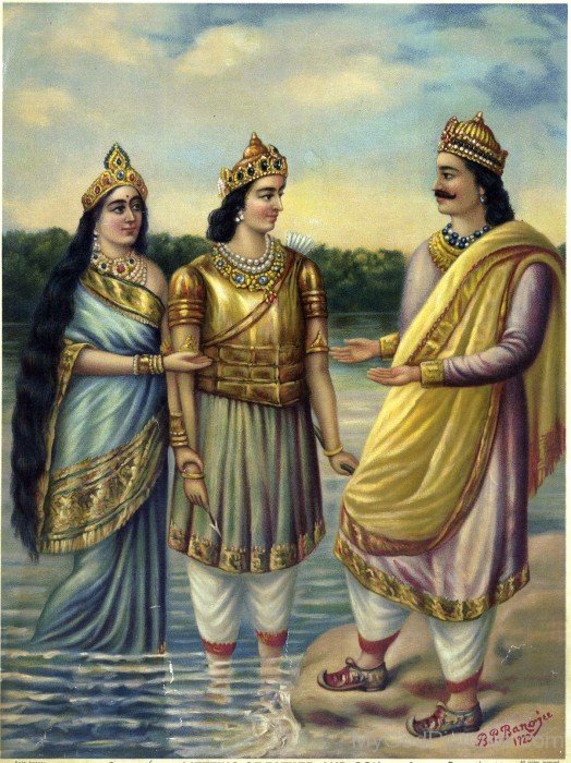 Bhishma With His Father Shantanu And Mother Ganga