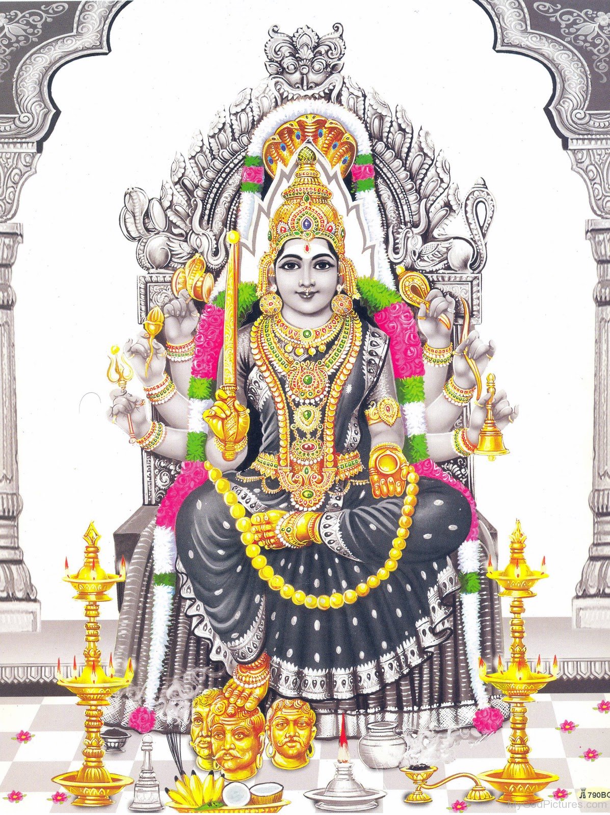 Black And White Background Picture Of Goddess Mariamman - God Pictures