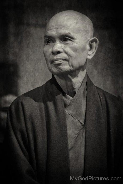 Black And White Image Of Thich Nhat Hanh