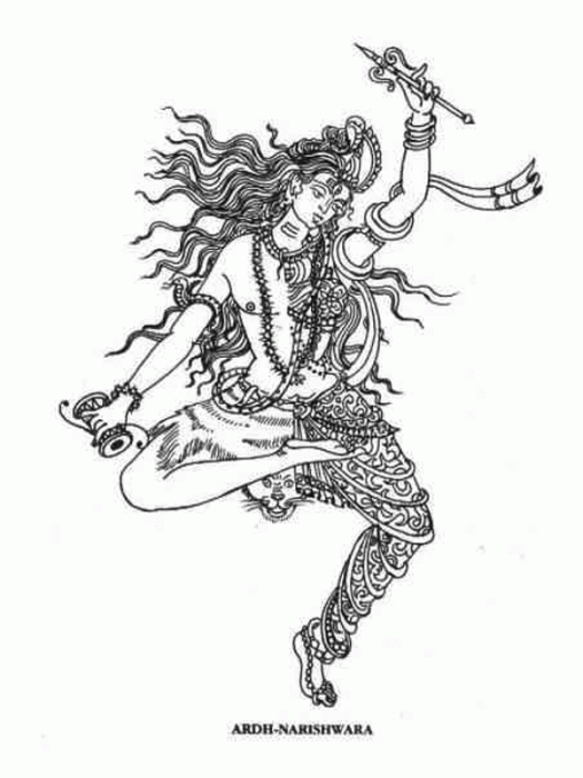 Black And White Picture Of Ardhanarishvara