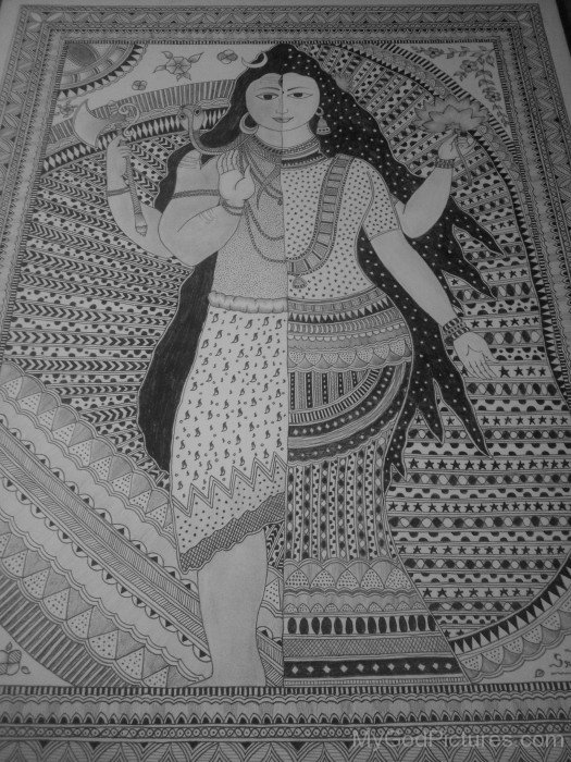 Drawing Of Ardhanarishvara