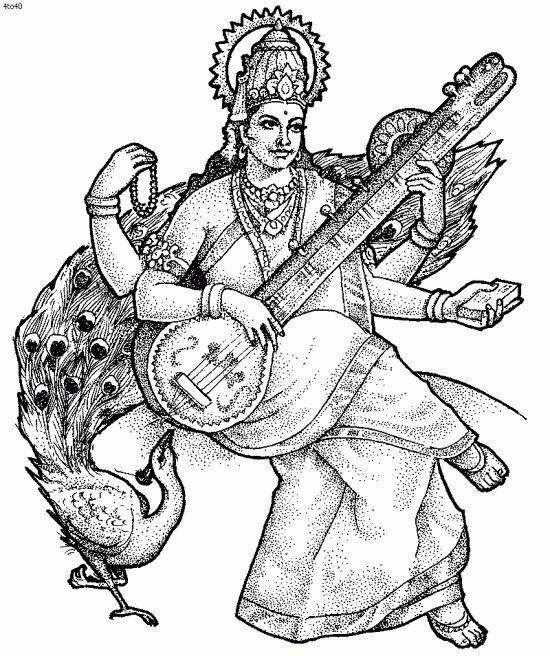 Drawing Of Goddess Saraswati