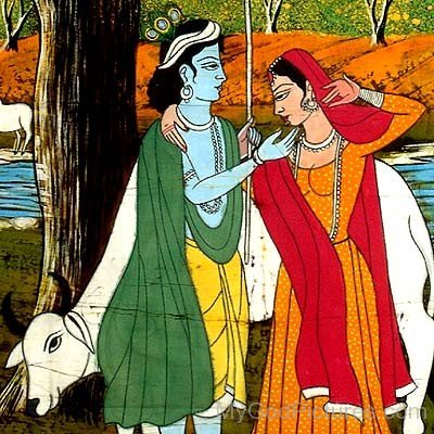 Drawing Of Lord Krishna And Goddess Radha