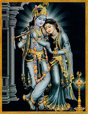 Frame Image Of Lord Krishna And Goddess Radha