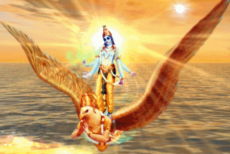 Garuda And Lord Vishnu Animated Picture - God Pictures