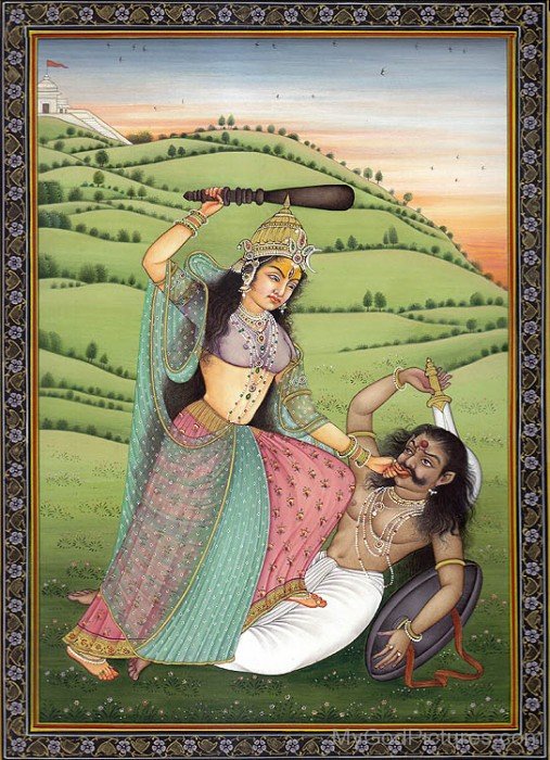 Goddess Bagalamukhi Holding Assur's Toungue