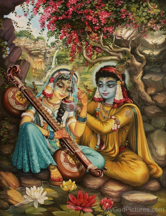Goddess Radha Playing Vina