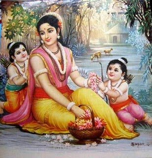 Goddess Sita With Her Sons