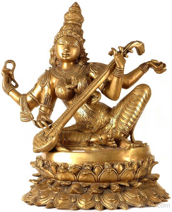 Golden Statue Of Goddess Saraswati