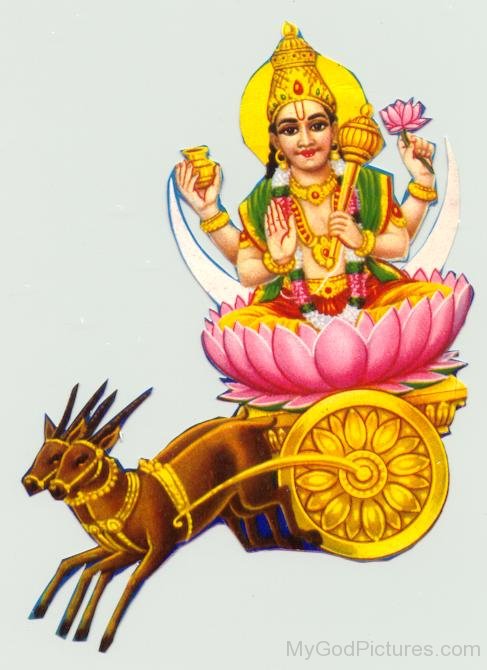 Lord Chandra On His Chariot