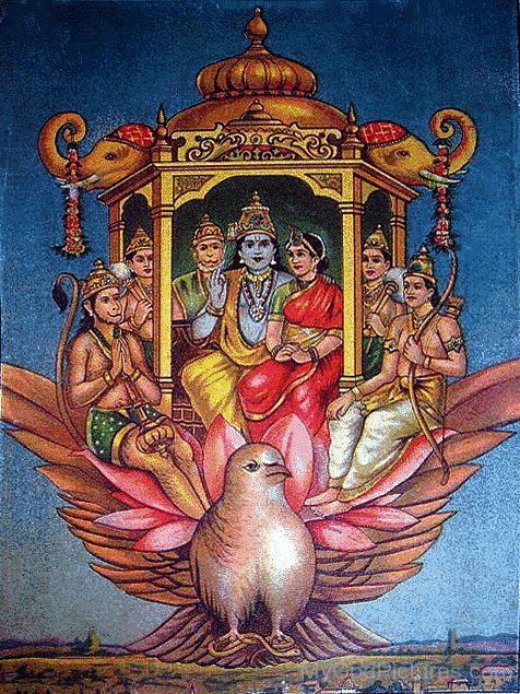 Lord Rama And Goddess Sita On Pushpak