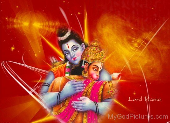 Lord Rama Hugs Lord Hanuman