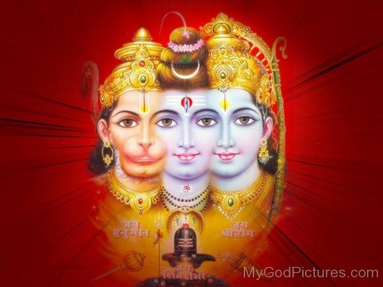 Lord Rama,Lord Shiva And Lord Hanuman