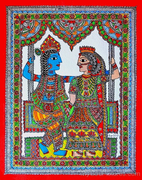 Milthila Painting Of Lord Krishna And Goddess Radha