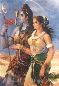 Painting Goddess Goddess Gauri And Lord Shiva