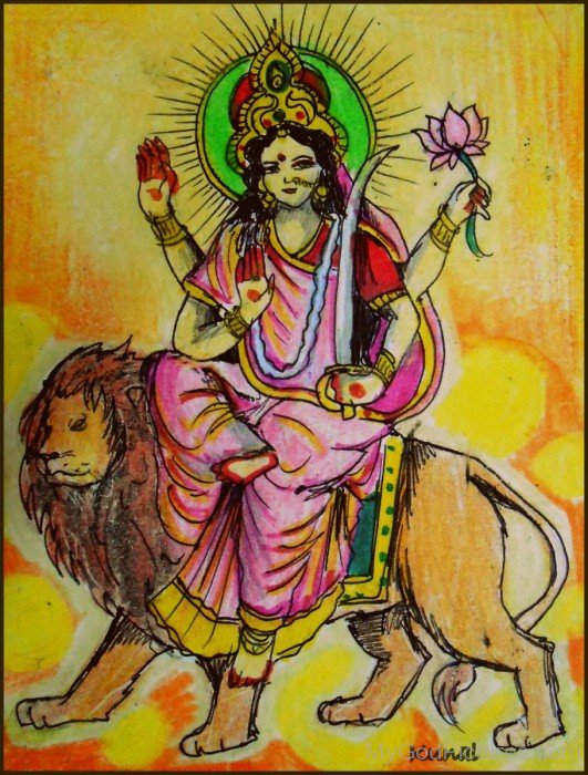 Painting Of Goddess Katyayini