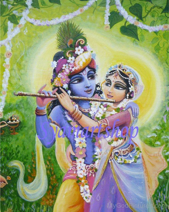 Painting Of Goddess Radha And Lord Krishna