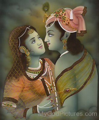 Painting Of Lord Krishna And Goddess Radha