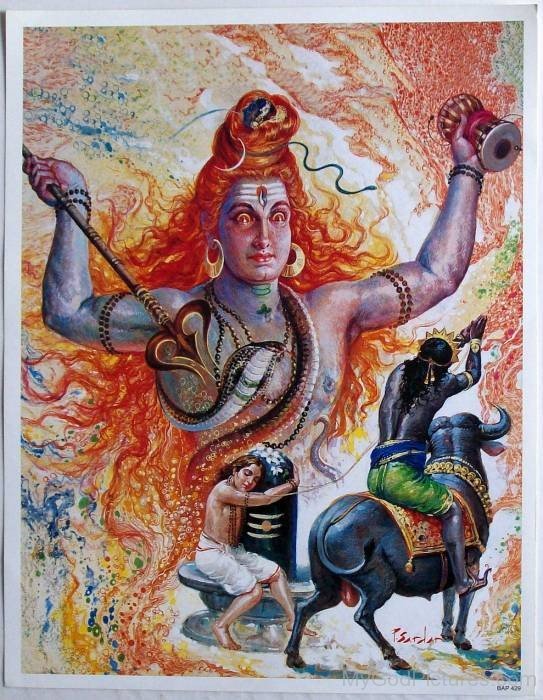 Painting Of Lord Shiva And Markandeya