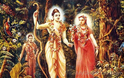 Photo Of Lord Rama,Goddess Sita And Lakshmana