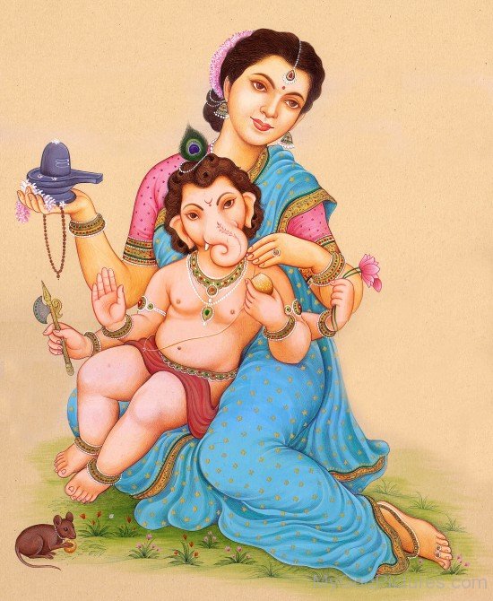 Picture Of Goddess Parvati And Lord Ganesha