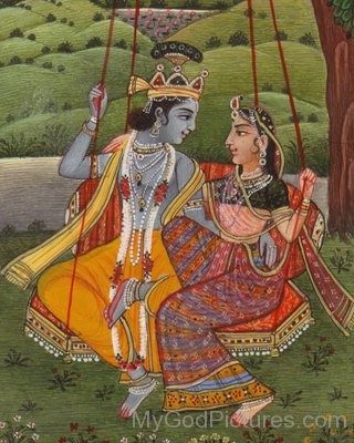 Portrait Of Goddess Radha And Lord Krishna