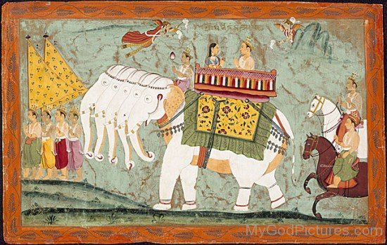Portrait Of Lord Indra And Shachi