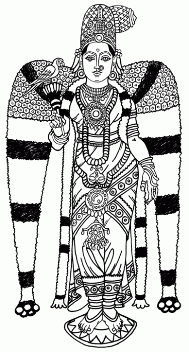 Sketch Of Goddess Meenakshi