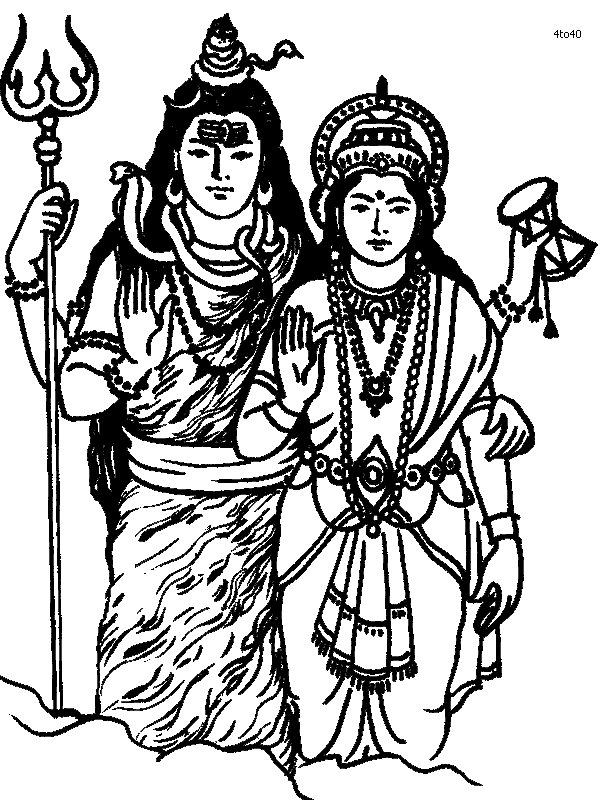 Sketch Of Lord Shiva And Goddess Parvati - God Pictures