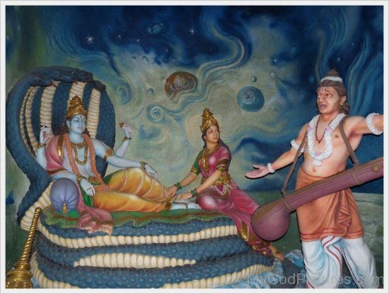 Statue Of Narada,Lord Vishnu And Goddess Lakshmi