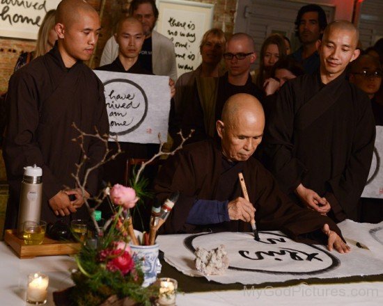 Thich Nhat Hanh  Writing With Paint Brush