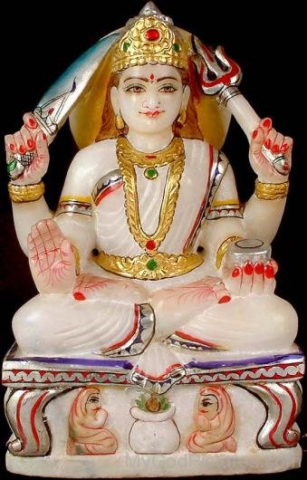 White Marbel Statue Of Goddess Santoshi