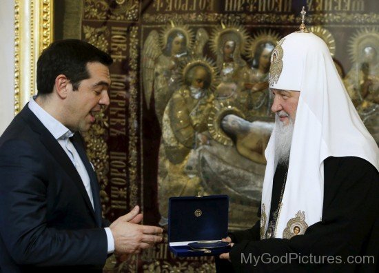 Greek Prime Minister Alexis Tsipras With Church Patriarch Kirill