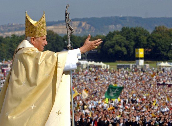 Pope Benedict XVI Holding Crosier