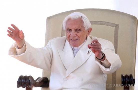 Pope Benedict XVI Sitting On Chair