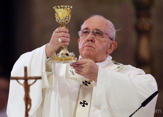 Pope Francis Holding Liturgy Glass