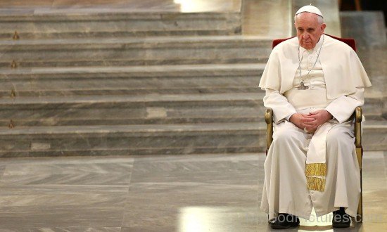 Pope Francis Sitting On Chair