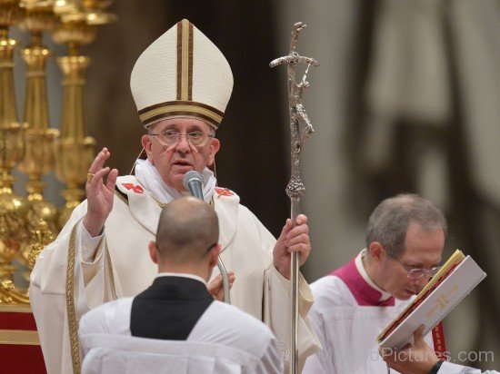 Pope Francis Wearing Mitre