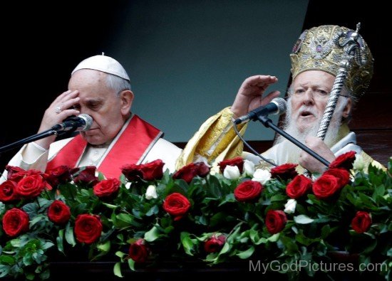 Pope Francis and Patriarch Bartholomew Giving A Joint Blessing