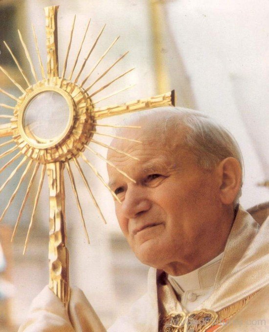 Pope John Paul II Holding Golden Cross