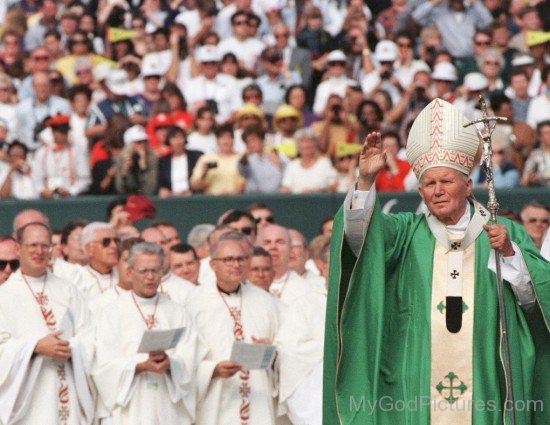 Pope John Paul II In Green Papal Clothing
