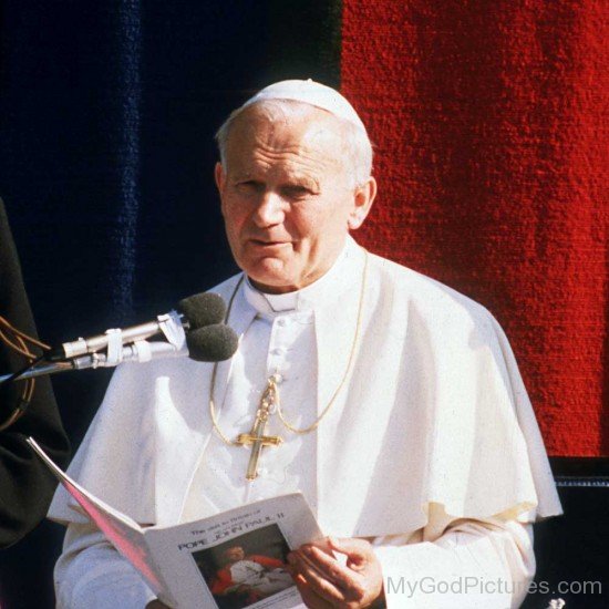 Pope John Paul II Speaking In Mic