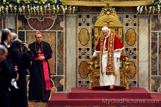 Pope Saint Benedict XVI On Chair
