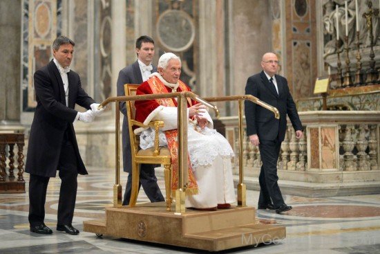 Pope Saint Benedict XVI Sitting On Chair